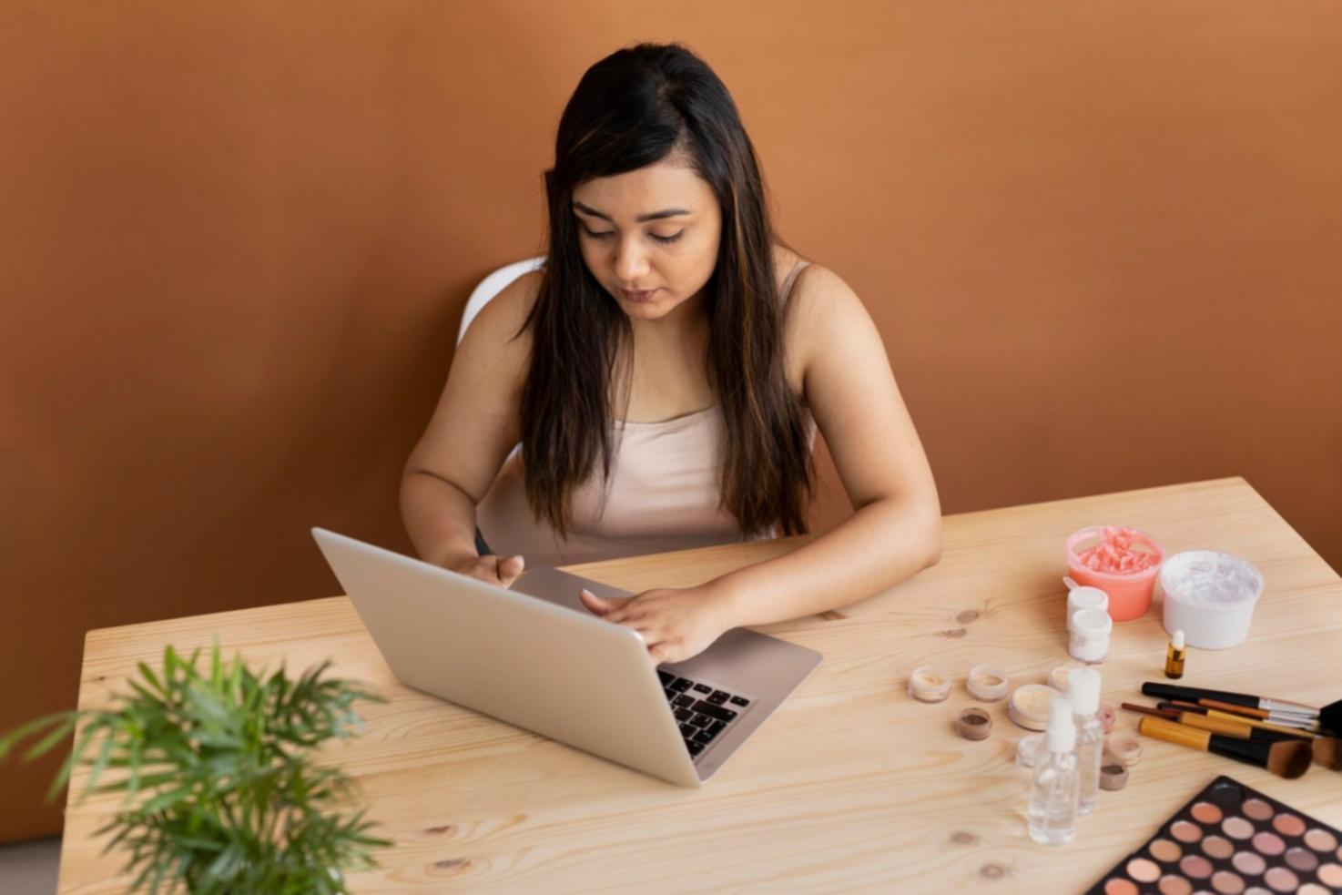 Financial analysis workspace with business reports and data visualization tools